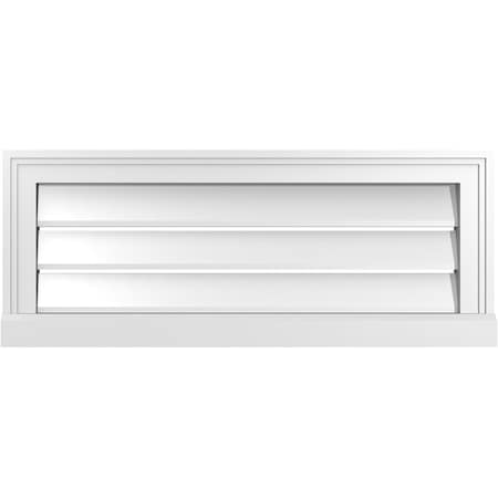 Ekena Millwork Vertical Surface Mount PVC Gable Vent: Functional, w/ 2"W x 2"P Brickmould Sill Frame, 30"W x 12"H GVPVE30X1203SF